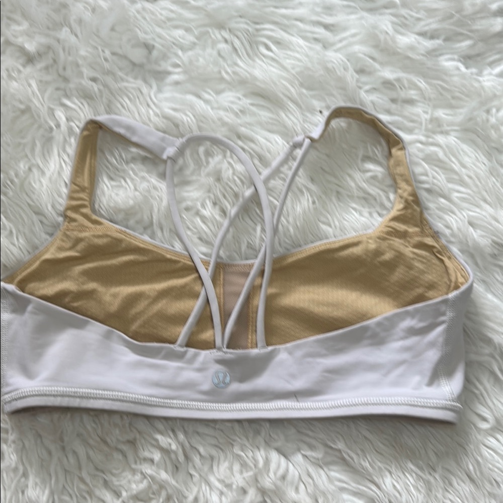 Lululemon Athletica White and Tan Strappy Sports Bra